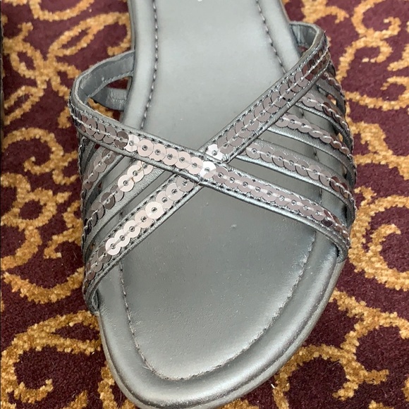 Montego Bay Club silver slide sandals. - Picture 3 of 4